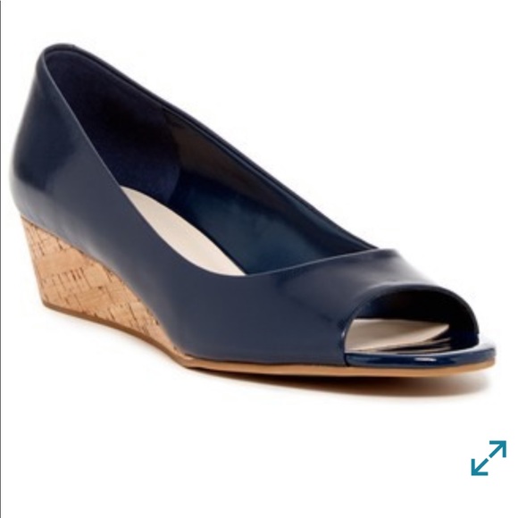 cole haan navy blue wedges